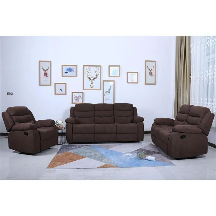 Cambridge 3 Piece Fabric Recliner Sofa Suite, 3+2+1 Seater, Chocolate