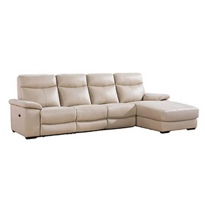 Capri Leather Corner Lounge, 3 Seater with Recliners & RHF Chaise, Beige