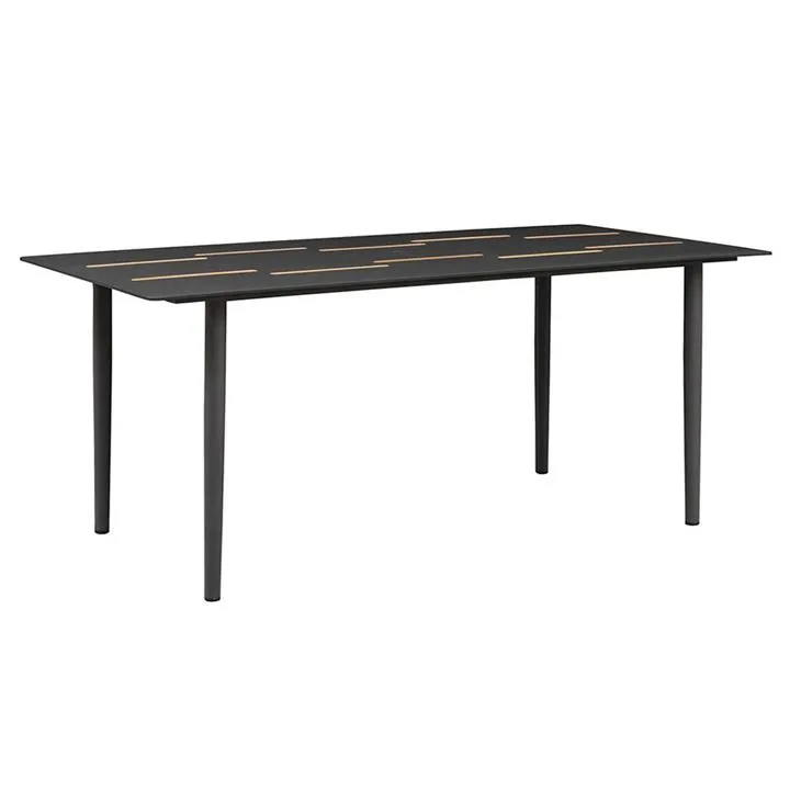 Indosoul Slim Metal Outdoor Dining Table, 180cm, Charcoal