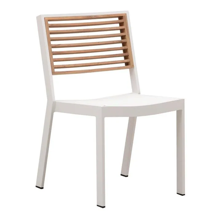 Indosoul St Lucia Teak Timber & Metal Outdoor Dining Chair, White