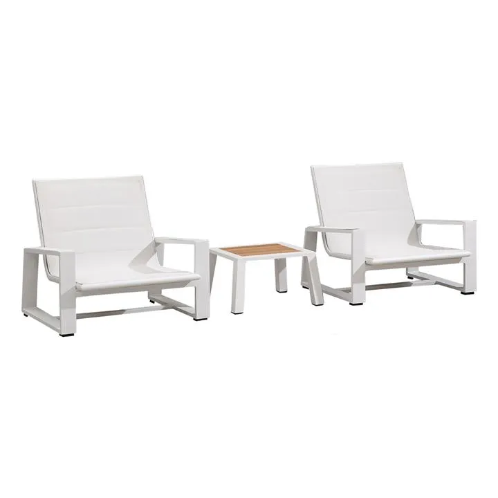 Indosoul St Lucia 3 Piece Metal Outdoor Casual Lounge Setting, White