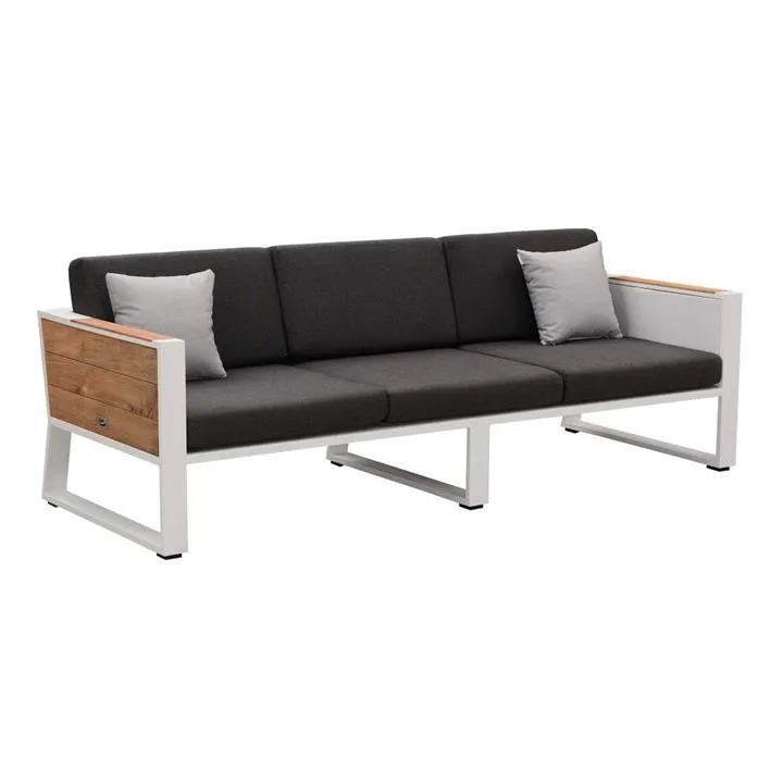 Indosoul St Lucia Teak Timber & Metal Outdoor Sofa, 3 Seater, White