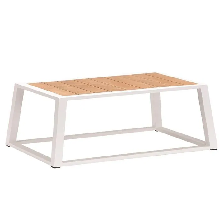 Indosoul St Lucia Teak Timber & Metal Outdoor Coffee Table, 110cm, White