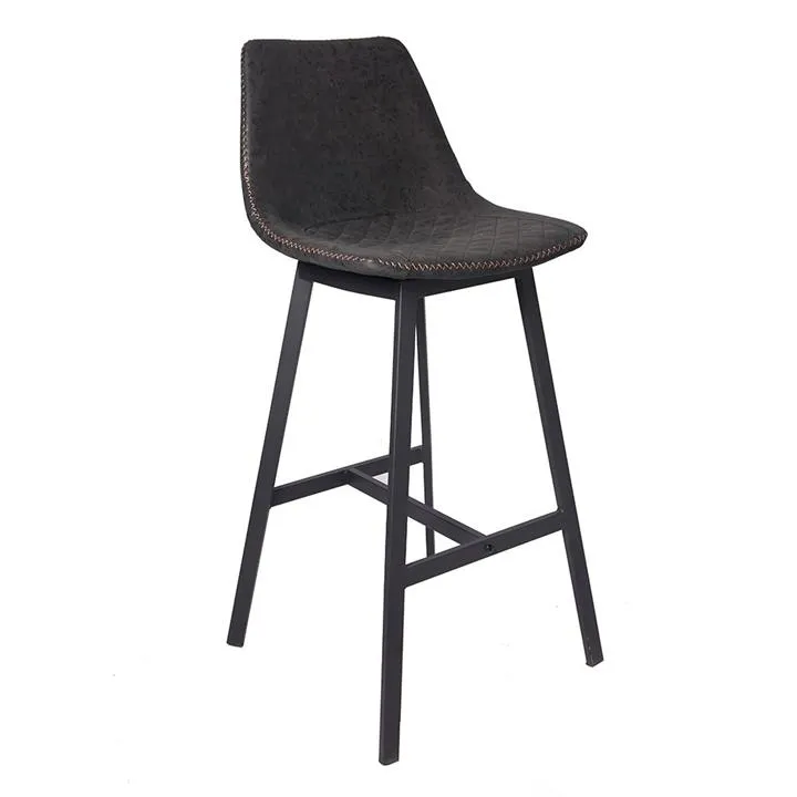 Madison PU Leather & Metal Bar Stool, Antique Black