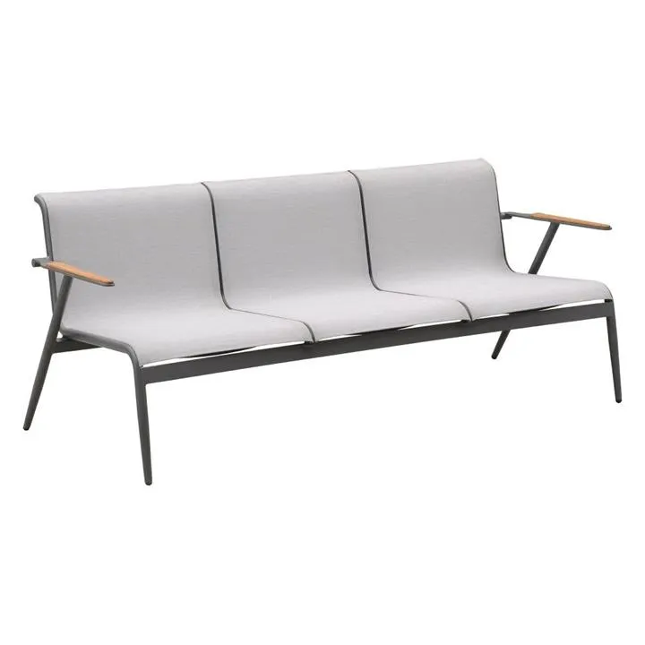 Indosoul Milan Metal Outdoor Sofa, 3 Seater, Charcoal
