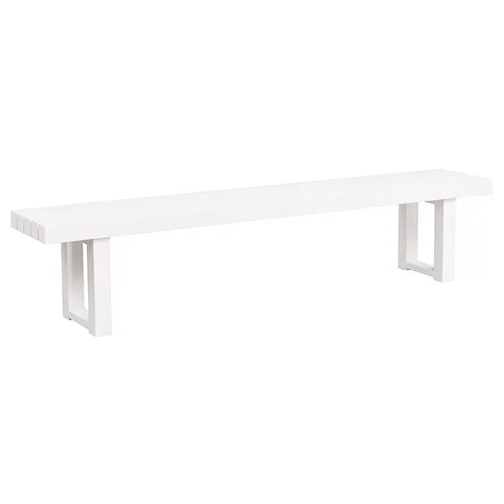 Indosoul Runway Metal Outdoor Dining Bench, 220cm, White