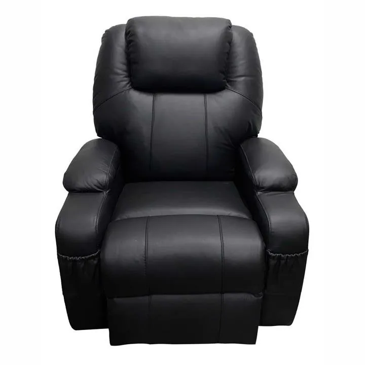 Kansas Leather Dual Motor Electric Recliner Lift Chair with Heater & Massage, Black