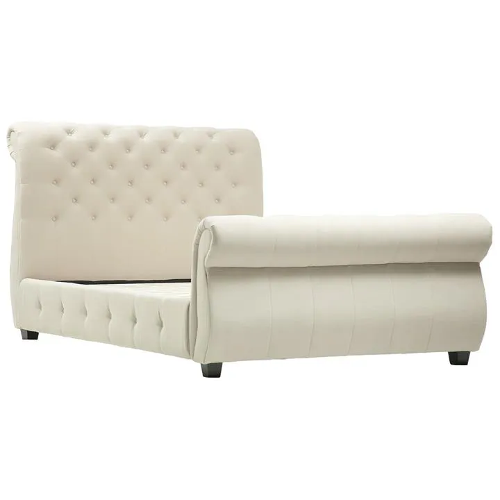 Roma Tufted Fabric Sleigh Bed, King, Oatmeal