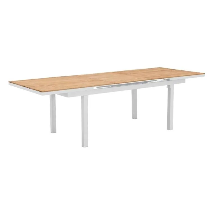 Indosoul Heck Teak Timber & Metal Outdoor Extention Dining Table, 200-260cm, White