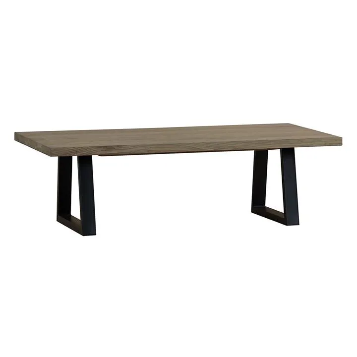 Heston European Oak Timber & Metal Coffee Table, 130cm, Smoke