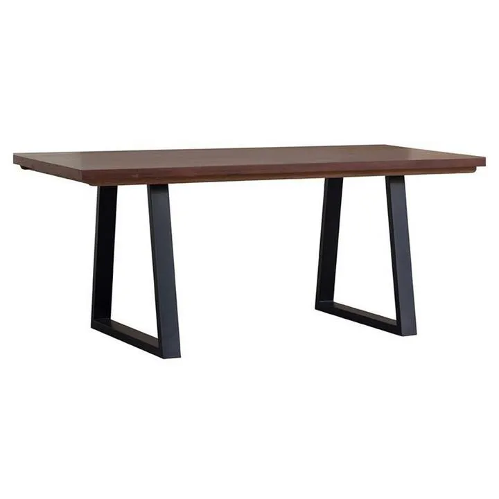 Heston European Oak Timber & Metal Dining Table, 190cm, U Leg, Cherry