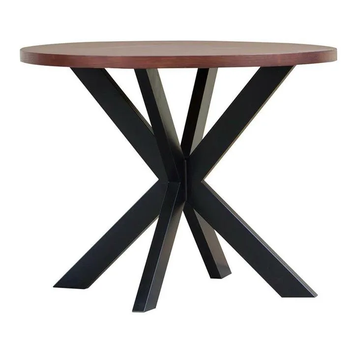 Heston European Oak Timber & Metal Round Dining Table, 100cm, Cherry