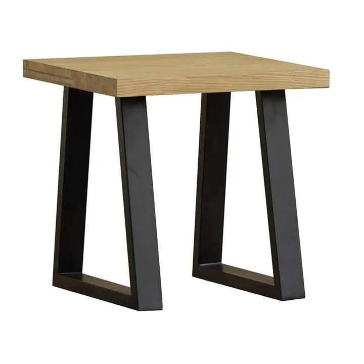 Heston European Oak Timber & Metal Lamp Table, Natural
