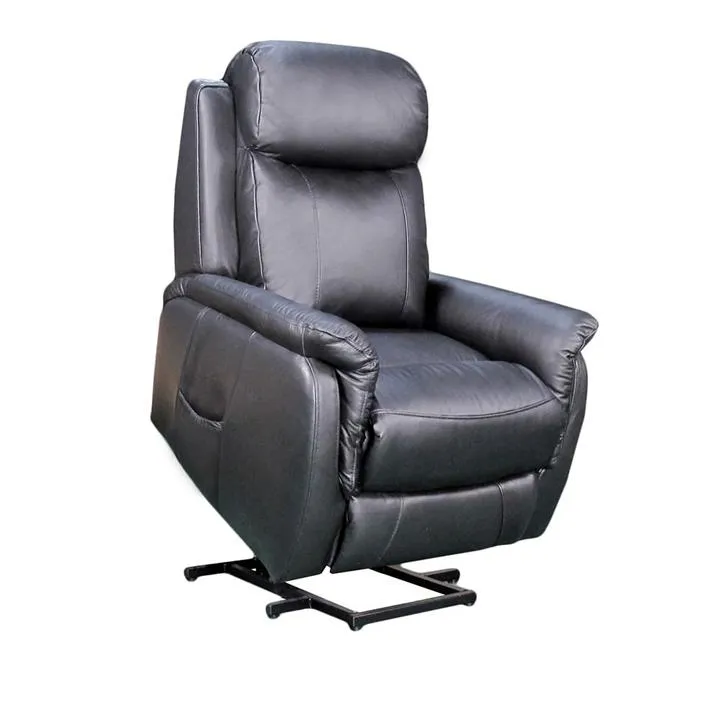 Ascot Leather Electric Recliner Lift Chair, Single Motor, Black