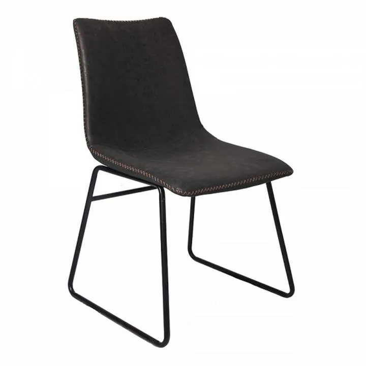 Bolton Faux Leather & Metal Dining Chair, Antique Black