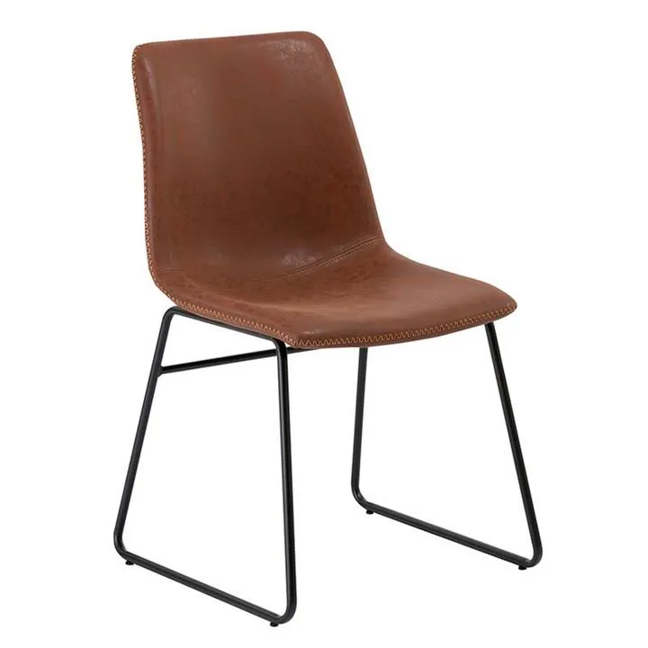 Bolton Faux Leather & Metal Dining Chair, Antique Tan