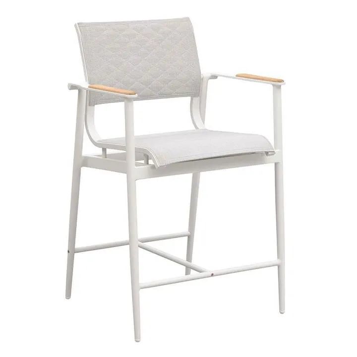 Indosoul California Metal Outdoor Bar Chair, White