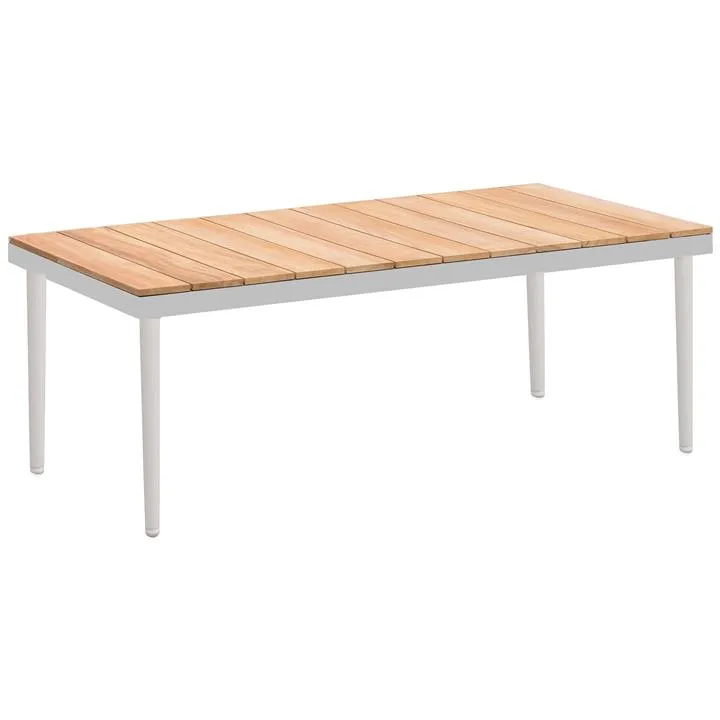 Indosoul California Teak Timber & Metal Outdoor Coffee Table, 120cm, White