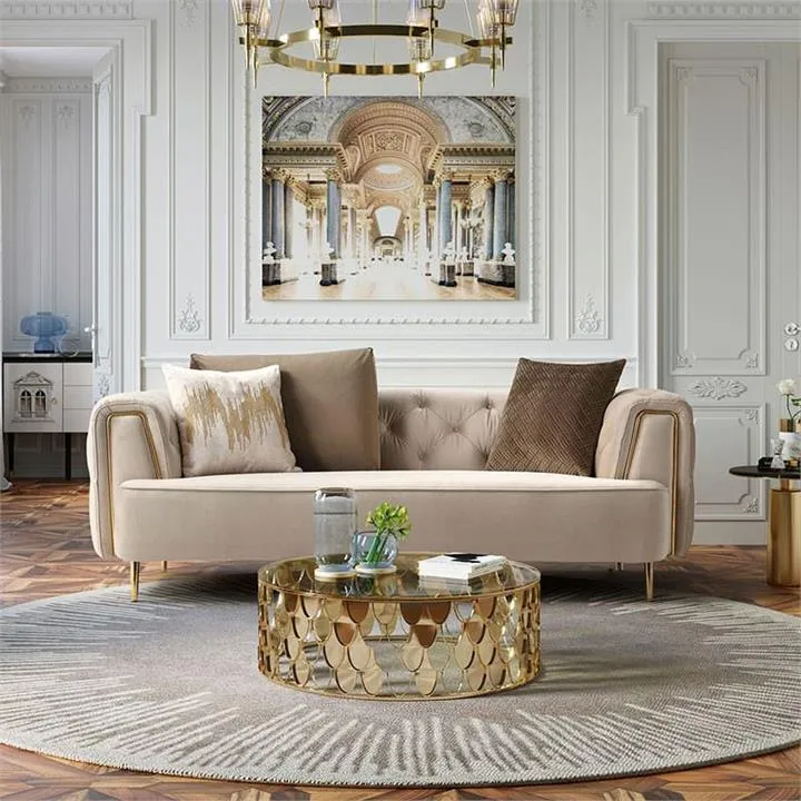 Dior Velvet Fabric Sofa, 2 Seater, Champagne