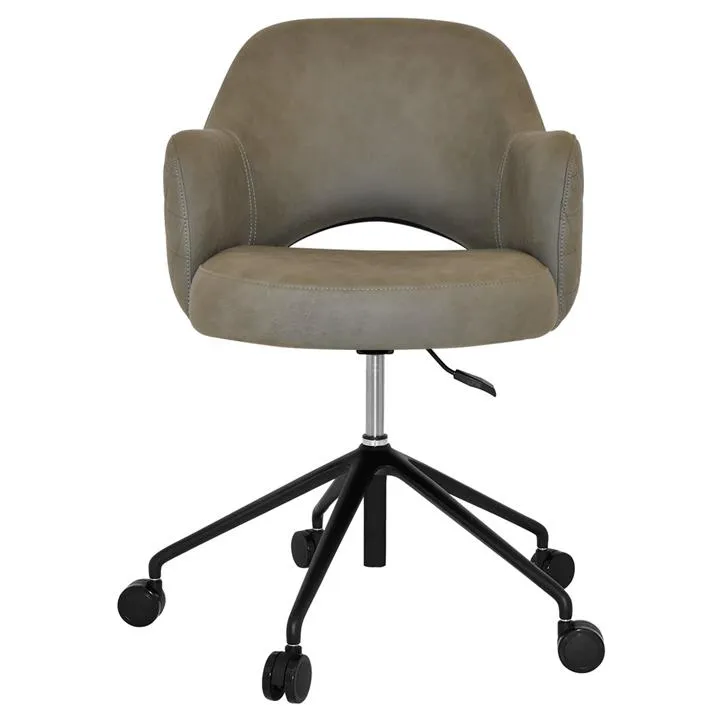 Albury Commercial Grade Pelle / Benito Fabric Gas Lift Office Armchair, V2, Sage / Black