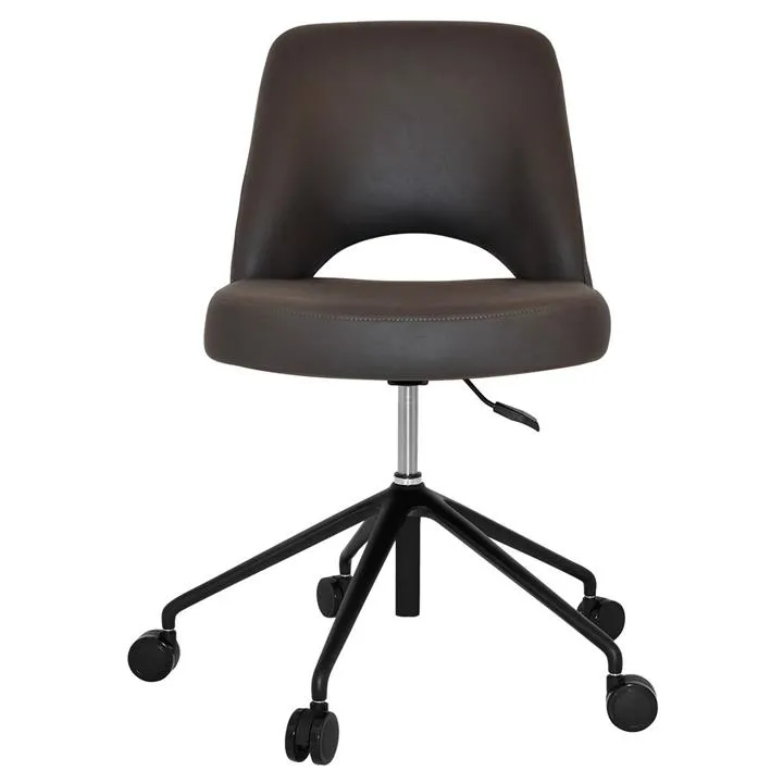 Albury Commercial Grade Pelle / Benito Fabric Gas Lift Office Chair, V2, Java / Black
