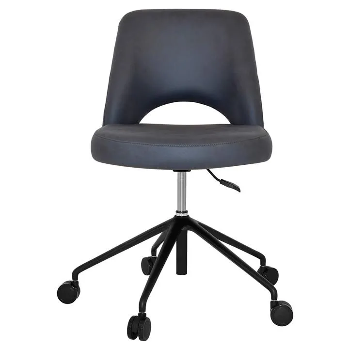 Albury Commercial Grade Pelle / Benito Fabric Gas Lift Office Chair, V2, Navy / Black