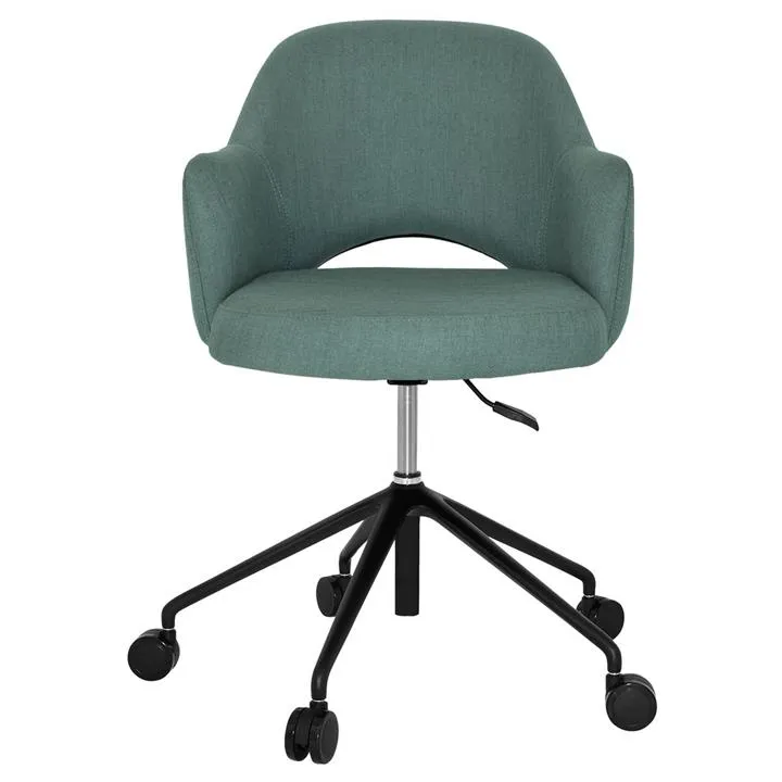 Albury Commercial Grade Gravity Fabric Gas Lift Office Armchair, V2, Teal / Black