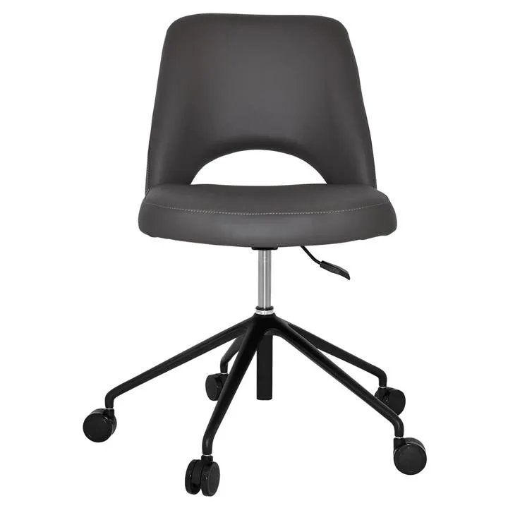 Albury Commercial Grade Vinyl Gas Lift Office Chair, V2, Charcoal / Black