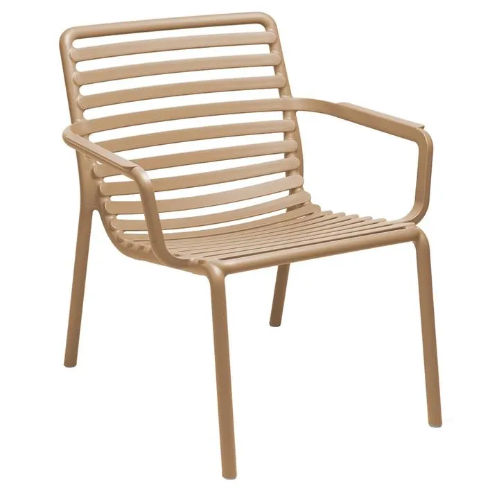 Doga Italian Made Commercial Grade Stackable Indoor / Outdoor Lounge Armchair, Cappuccino
