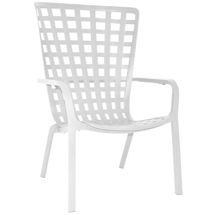 Folio Italian Made Commercial Grade Stackable Indoor / Outdoor Lounge Armchair, White