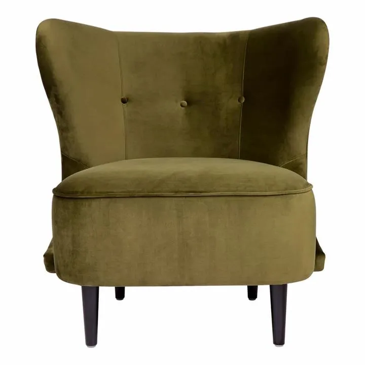 Abigail Velvet Fabric Occasional Chair, Olive