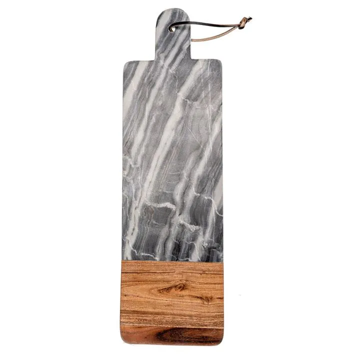 Lulia Marble & Timber Long Paddle Serving Board, Dark Grey