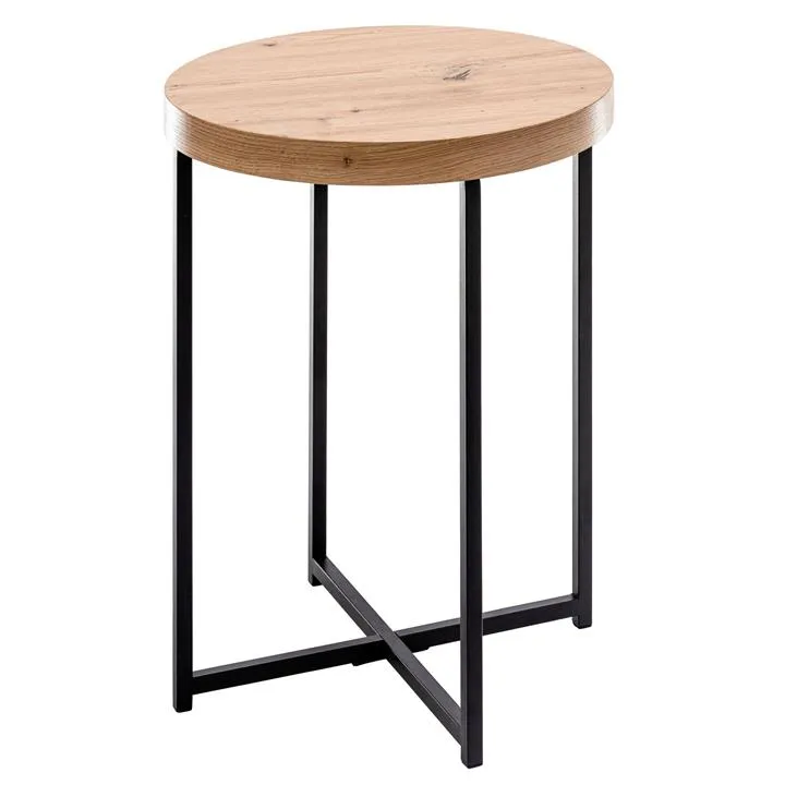 Harper Timber Effect Top Round Side Table
