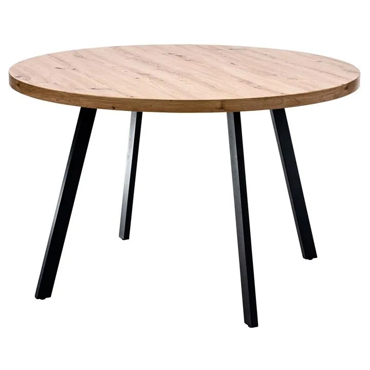 Harper Timber Effect Top Round Dining Table, 120cm