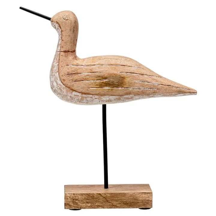Woodroffe Carved Mango Wood Bird Sculpture on Stand, Large