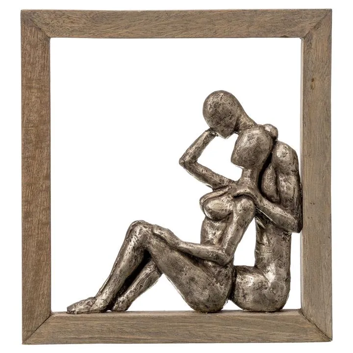 Nadal Sculpture In Frame Wall Decor, Sitting Lovers