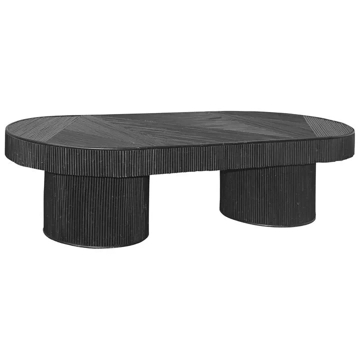 Vomo Bamboo Rattan Oval Coffee Table, 150cm, Black