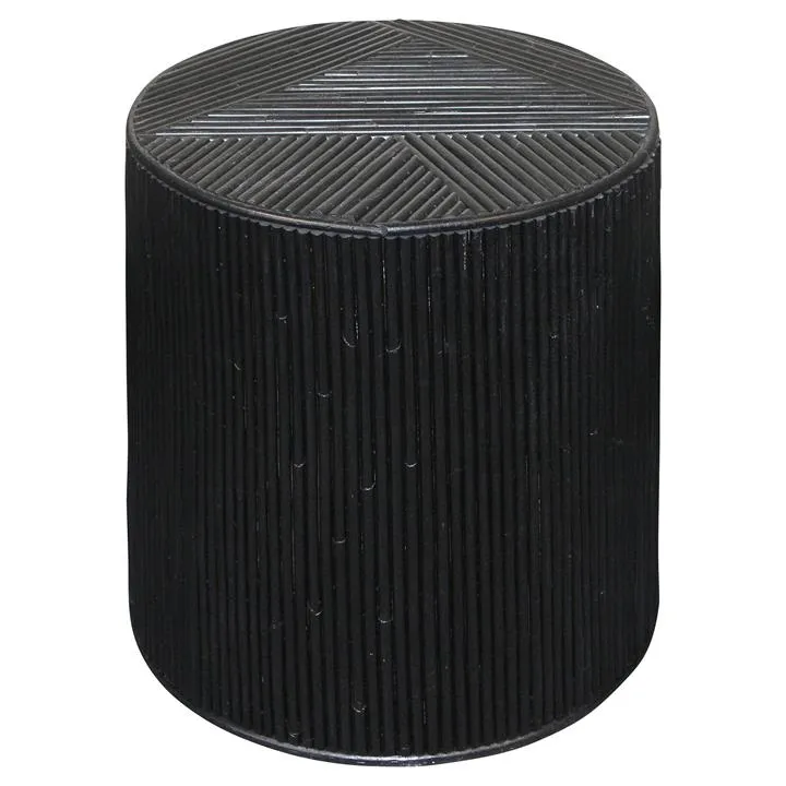 Vomo Bamboo Rattan Round Side Table, Black