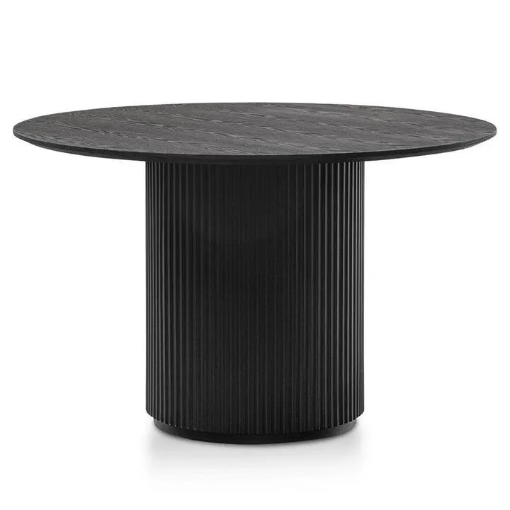 Manna Round Dining Table, Ashwood Veneer Top, 120cm, Black