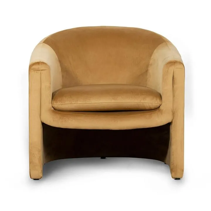 Bonner Velvet Fabric Tub Chair, Mustard