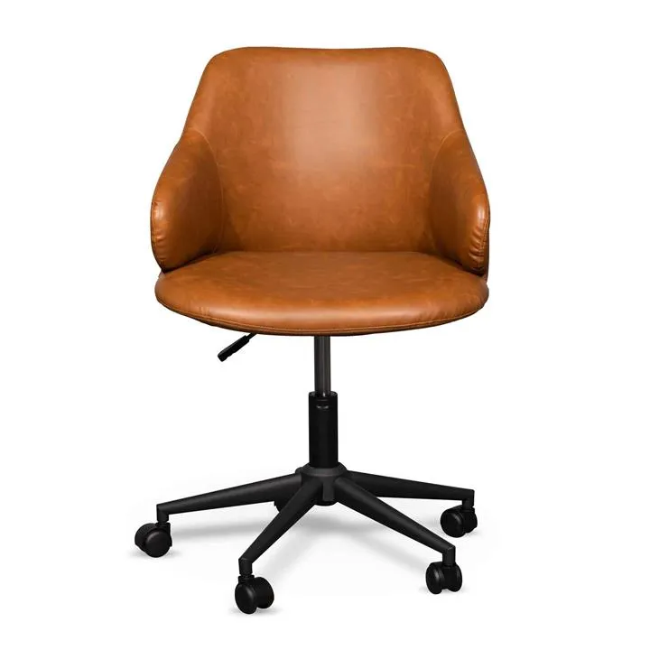 Alberti Faux Leather Office Chair, Vintage Tan / Black