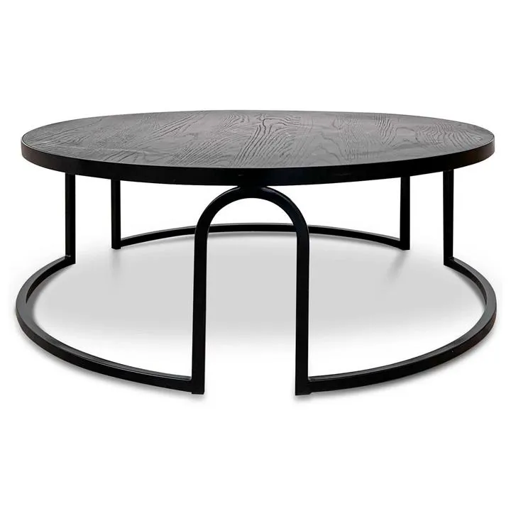 Serrano Wood & Iron Round Coffee Table, 100cm, Black