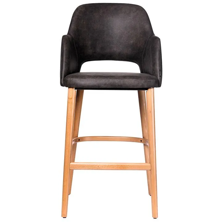 Durafurn Sorbet Commercial Grade Fabric Bar Stool, Charcoal / Oak