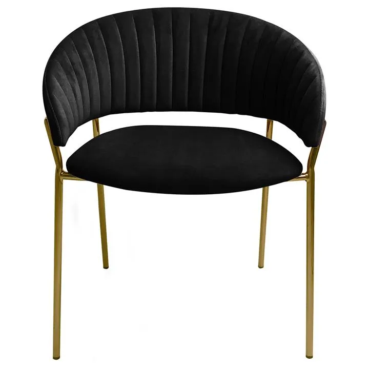 Lex Velvet Fabric Dining Chair, Black