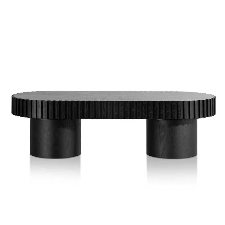 Olcio Wooden Oval Coffee Table, 140cm, Black