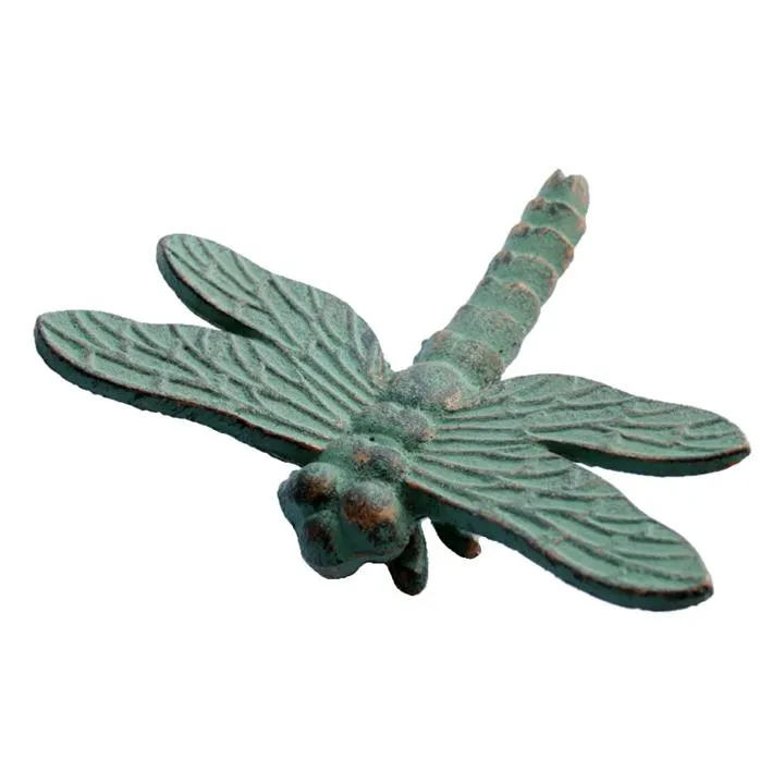 Cast Iron Dragonfly Figurine Garden Decor, Verdigris Green by Mr Gecko
