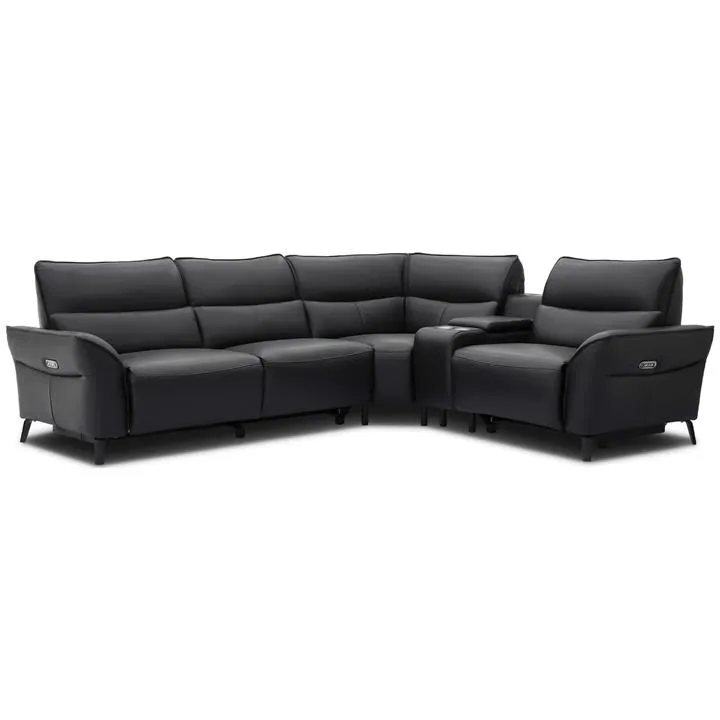 Martina leather electric recliner corner sofa 4 seater with console