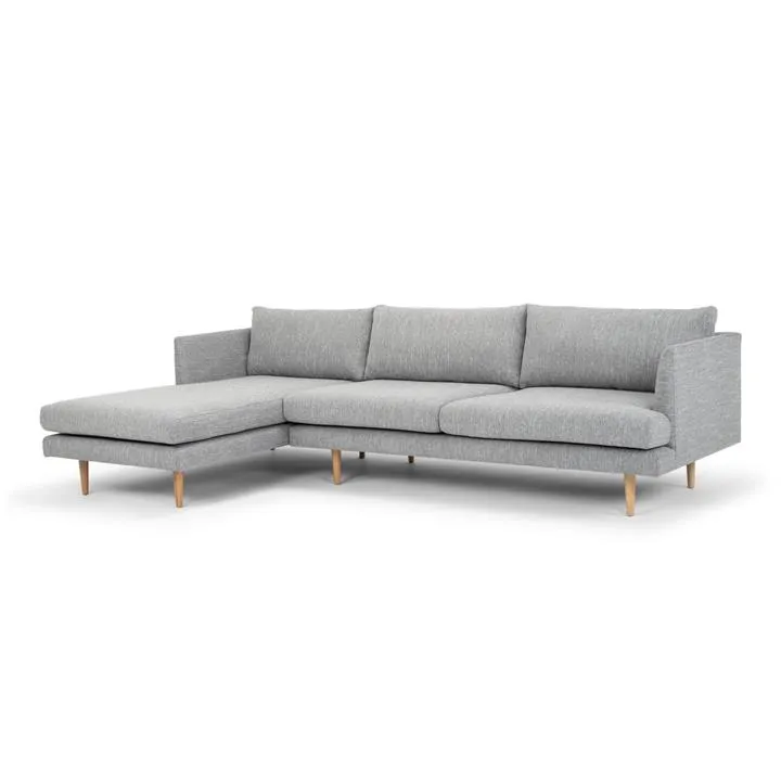 Denmark 3 Seater Left Chaise Sofa - Graphite Grey with Natural Legs - Last One by Interior Secrets - AfterPay Available