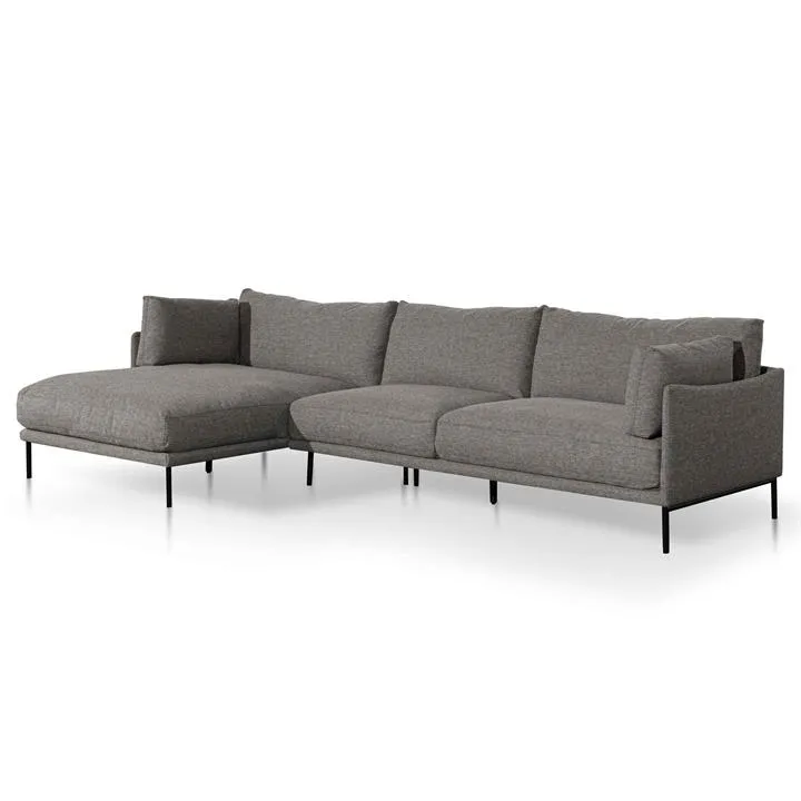 Emilis 4 Seater Left Chaise Fabric Sofa - Graphite Grey - Last One by Interior Secrets - AfterPay Available