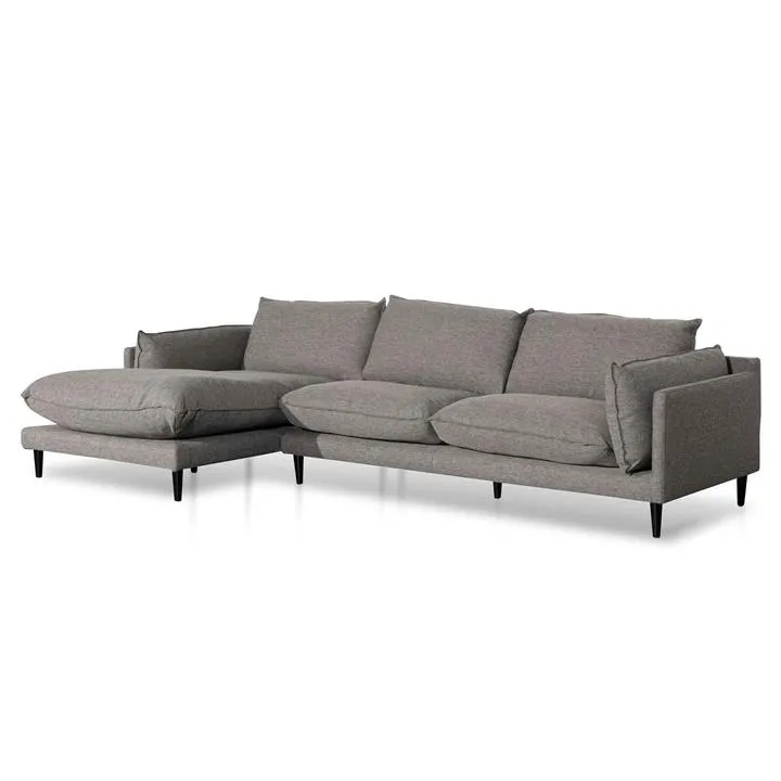 Lucio 4 Seater Left Chaise Fabric Sofa - Graphite Grey - Last One by Interior Secrets - AfterPay Available